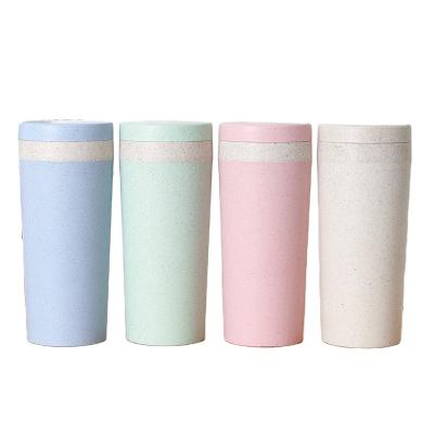 China Factory Stocked Wholesale Biodegradable Bottle Wheat Straw Fiber Cup Custom Print Environmental Friendly Water Bottle OEM ODM Tumbler for sale