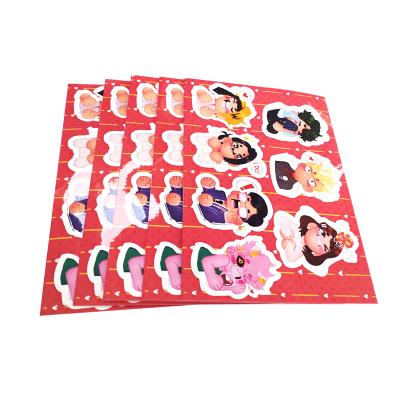 China Cute Cartoon Kiss Cut Sticker PVC Sticker Labels Sheet Custom Home Decoration Sticker Sheet for sale