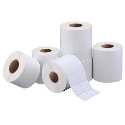 China Barcode factory supply blank roll directly coated ribbon printer stickers barcode label transfer paper self-adhesive thermal label for sale