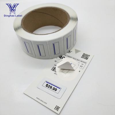 China Custom High Quality Blue Color Foam Piggyback Price Sticker Labels Factory Transparent Size 37x21 For Garment Label for sale