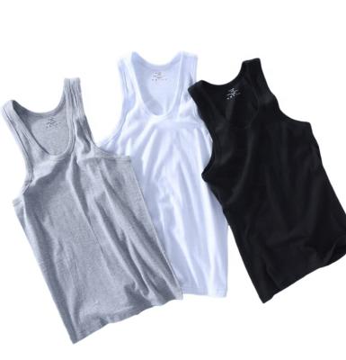 China Wholesale White Solid Cotton O-Neck 100% Plain Anti-pilling Muscle Casual Tank Top Vest For Men for sale