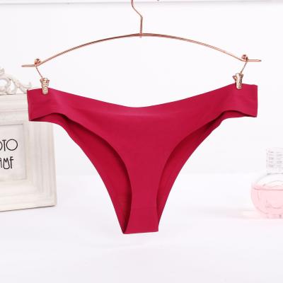 China Wholesale Antibacterial Women's Sexy Female Seamless One-piece Ice Silk Thong Underwear Nylon Panties for sale