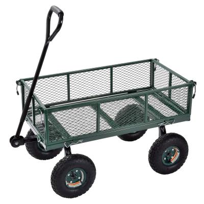 China Steel Outdoor Tools Garden Cart Lawn Service Cart With Heavy Duty 400 Pound Capacity Removable Sides for sale