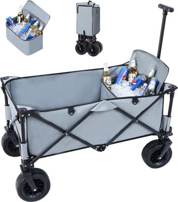 China Transoprt Trolley Cart Folding Outdoor Folding Heavy Duty Camping Patio Shopping Cart With Side Bag Cup Holder for sale