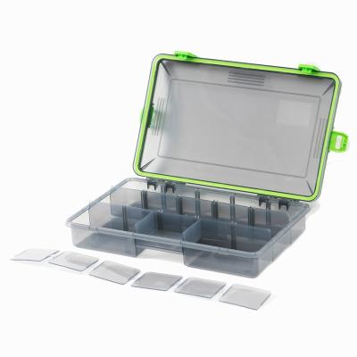 China Portable Waterproof Plastic Fishing Case Four-Button Lure Box Accessory 22.5x17.5x5cm Green Plastic Small for sale