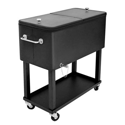 China 75203B Viable Beer Cart Patio Ice Cooler Rolling Cooler Box 80 Quart Cooler Trash Can On Wheel for sale