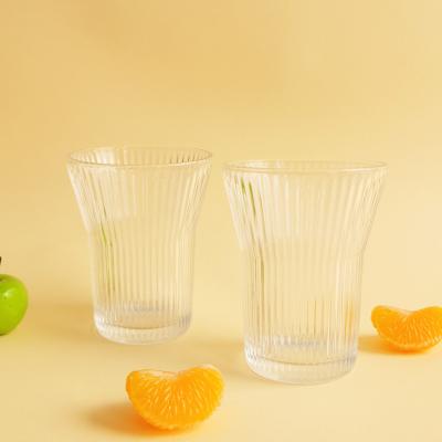 China Viable Twisted Cup Crystal Striped Whiskey Glass Tumbler INS Vertical Stripes Cocktail Glass Ice Cream Glass Cup for sale