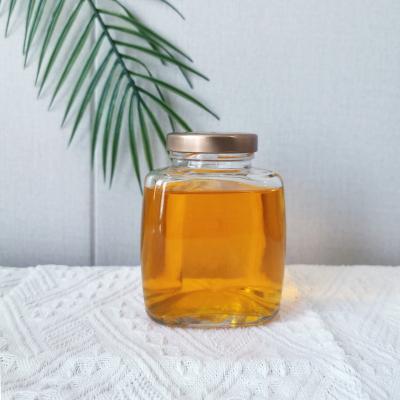 China Food Grade 350ml Honey Jam Glass Jar Vidrio High End Polygon Glass Jar for sale