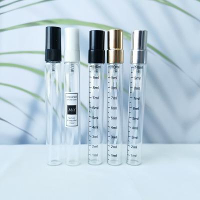 China Travel Cosmetic Atomizer Clear Glass Perfume Bottle 10ml Empty Refillable Mini Spray Bottle With Scale And Cap for sale