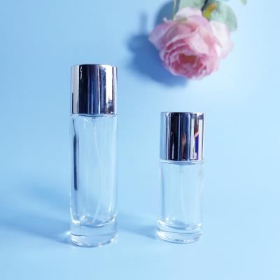 China 25ml 35ml Clear Glass Empty Round Spray Perfume Bottle Cosmetic Glass Bottle for sale