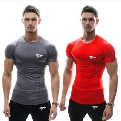 China Men's Fitness Gym Running T-shirts Anti-Shrink Wear Crewneck Sports Active Cool Dry Custom Print T-shirts Wholesale for sale