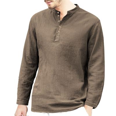 China Henry's Long Sleeve Casual Men's Chinese Clothing Solid Color Anti-pilling Shirt Popular T-shirt for sale