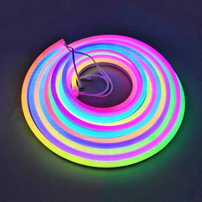 China Warehouse 12v 24v Silicone Cable Colorful Digital Led Neon Strip Light for sale