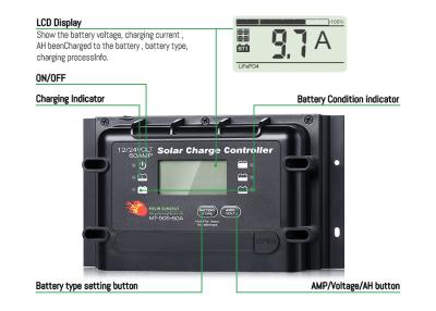 China Controlador de carga solar digital de 60 amperios con pantalla remota opcional en venta