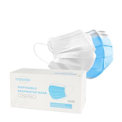 China Personal Protection 3 Layers White Nonwoven Face Masks Disposable Face Mask Disposable Design Face Masks With Ear Hooks for sale