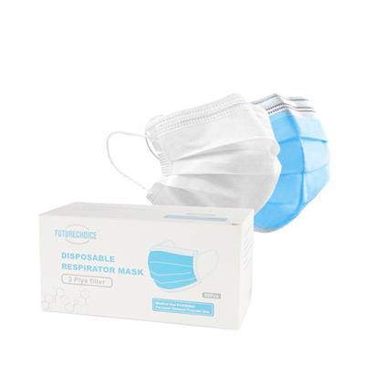 China Personal Protective Disposable Face Mask 3 Layer Face Mask With White Earhook Mask for sale