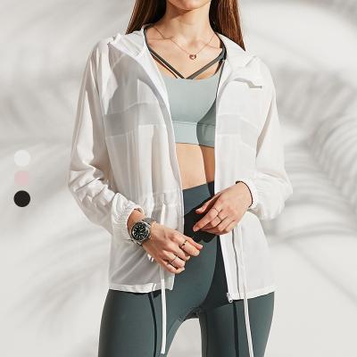 China Breathable Women Zipper Full Zip Jackets Sporty Running Hooded Yoga Hoodie Lightweight Track Jacket for sale