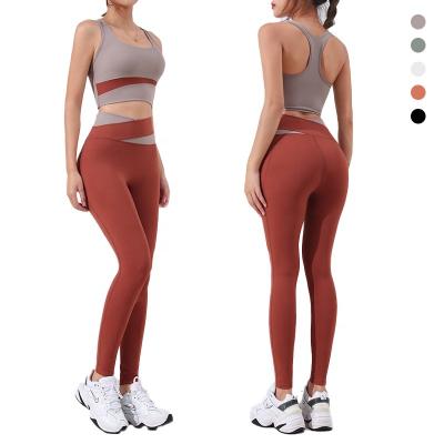 China Logo Women's Fitness Yoga Top Set Gym Jogging Set Athletic Yoga Leggings Sports Activewear Seamless Workout QUICK DRY Custom Bras for sale