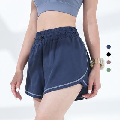 China Women's Breathable Athletic Running Fitness Workout Performance Empty Single Gym Shorts Women Woven Sports Yoga Shorts Invisible Pockets for sale