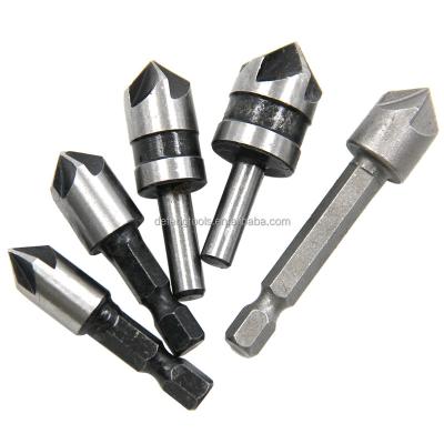 China Chamfer and 82 Degree Five Edge Chamferer Woodworking Deburring Hole Quick Guide Centering Mixed Spot Facer Tool Kit 5PC for sale