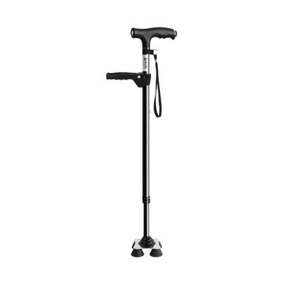 China Quad Cane Four Legged Retractable Walking Aid Adjustable Medical Cane Four Legged Walking Stick for sale