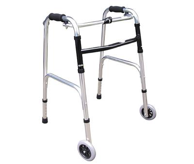 China Walking Aid Double-Wheel Walking Aid With Foldable Seat Rollator Seating Elder Portable Walking Rollator for sale