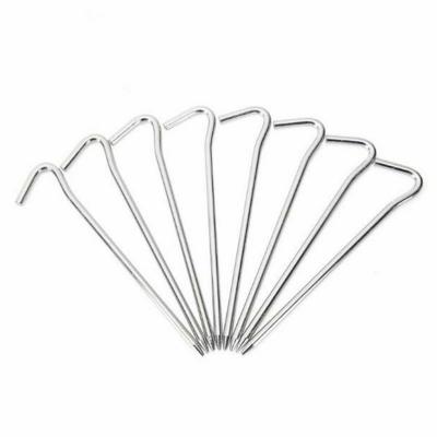 China Outdoor Garden Camping Tent Pegs Iron Galvanized Beach Camping Stake Hook Ground Pin Tent for sale