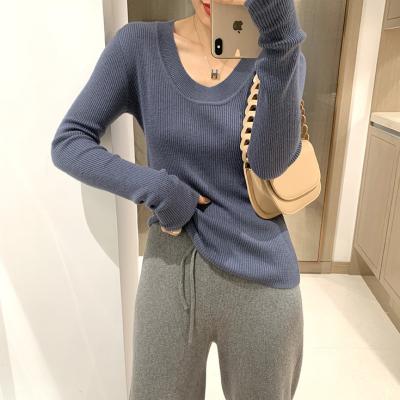 China Anti-wrinkle 2023 Early Spring Knitted Pullover Sweater O-Neck Ladies Knit Sweater Slim Bottoming Plus Size Wool Sweater for sale