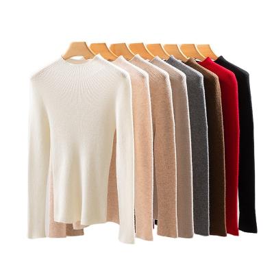 China Anti-wrinkle Pure Wool Turtleneck Solid Color Women's Basic Wool Sweater Tops Long Sleeve High Collar Slim Pullover Knit Wool Sweater for sale