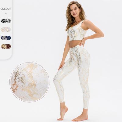 China OEM Breathable Sportswear 2 Pieces Set Women Gym Fitness Wear Workout Animal Print Yoga Pants Sets for sale