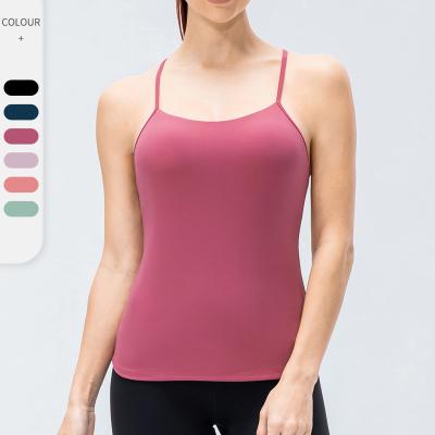 China Solid Color Breathable Eco-Friendly Strappy Gym Beach Sports Yoga Bra Top Backless Activewear for sale