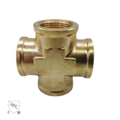 China Fluid Brass Cross Fitting SAE NPT Standard Forged 4 Way for sale