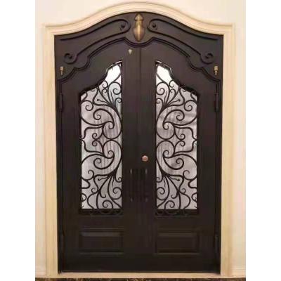 China Main Entrance Waterproof High Quality Sound Insulation and Security Wrought Iron Double Entry Grille Door for Australian Style for sale