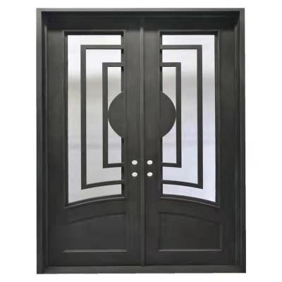 China Luxury High End High Quality Magnetic Screen Front Double Door Entry Wrought Iron Door For Villa for sale