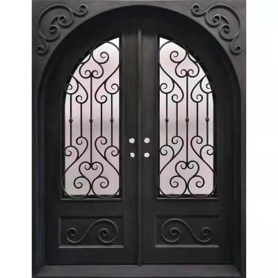 China Front Wrought Iron Door For Decorative Double Entry Customized Simple Good Quality Modern High Quality for sale