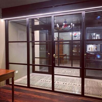 China Heat Insulation Water Proof Cheap Wrought Iron Patio Glass Doors Double Glass Doors Commercial Steel Glass Doors for sale