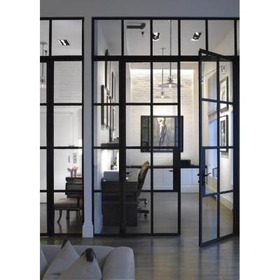 China Heat Proof Wrought Iron Patio Doors French Doors Decorative Glass Interior Glass Door for sale