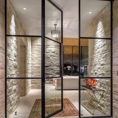 China Steel framed glass doors and lowe window steel framed glass doors modern carbon steel window with lowe glass for sale