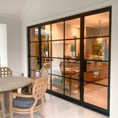 China Heat Proof Wrought Iron Patio Doors French Doors Decorative Glass Interior Glass Door for sale