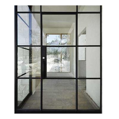 China Heat Proof Steel Windows And Decorative Glass Doors French Doors Wrought Iron Interior Glass Door for sale