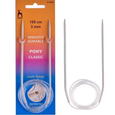 China Pony Classic Aluminum Fixed Circular Knitting Needle 150cm 2.0mm-8.0mm for sale