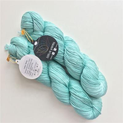 China Lotus Yarns Handpainted Cotton Silk viable blended natural fiber yarn for hand knitting for sale