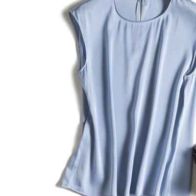 China QUICK DRY Elastic Silk Female Collar Sleeveless Summer Round Collar Joe's T-shirt Satin Blouse T-shirt Joe's Double Bottom Spring New for sale