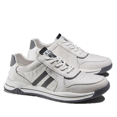 China Wholesale Non-slip Men's Factory Cowhide Sports Leather White Casual Shoes for sale