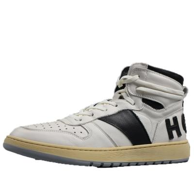 China Wholesale Non-slip Sports Retro Style Upper Leather Casual Men's High Top Shoes for sale