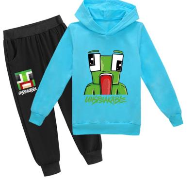 China Wholesale Casual Autumn Kids Sweat Suit Boys Hoodie Suit Graffiti Print Children Hoodie Set Boys Tracksuit Boys Clothing Pants Set for sale