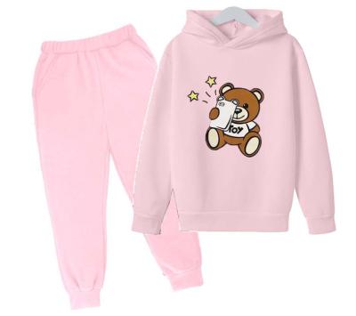 China Autumn/Winter Girls Cartoon Hooded Hoodie Pure Cotton Children's Casual Suit for sale