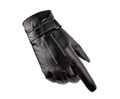 China Real Sheepskin Insulation Plain Mens Leather Gloves First Touch Screen Winter Layer And Shear Thick Waterproof Gloves for sale