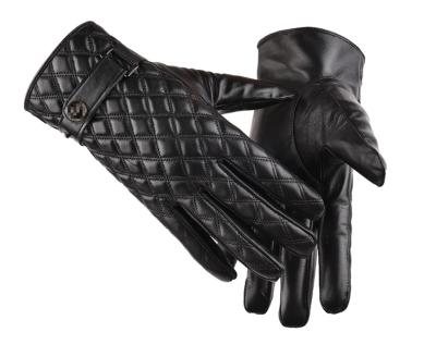 China Wholesale Plain Men's Leather Gloves Thermal Sheepskin Outdoor Riding Gloves With Velvet And Thick Gloves for sale