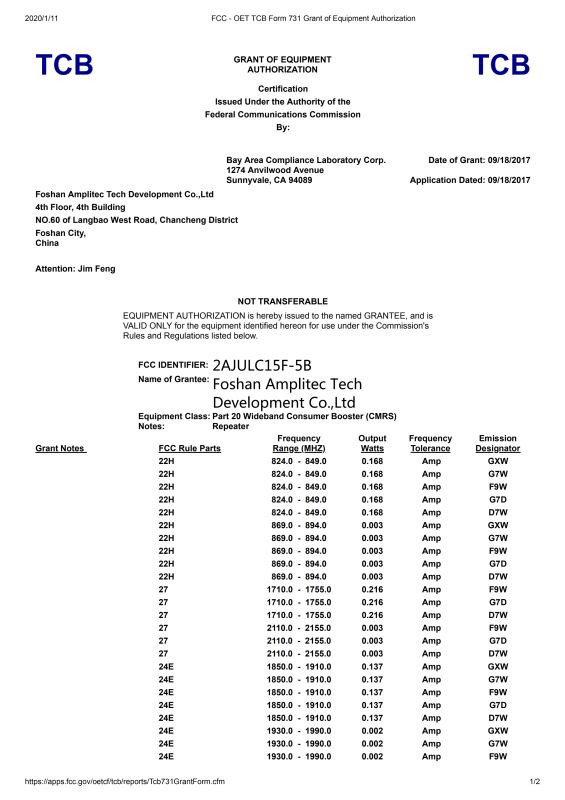 FCC - Guangdong Amplitec Tech Development Co.,Ltd